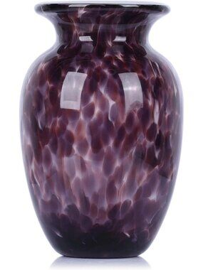 9" Purple Hand Blown Glass Vase - Colorful Art Glass Sculpture for Home Decor